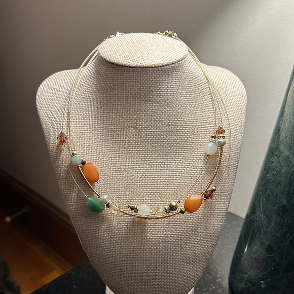Vintage Jewelry - Vintage Gold and Multicolor Beaded Necklace